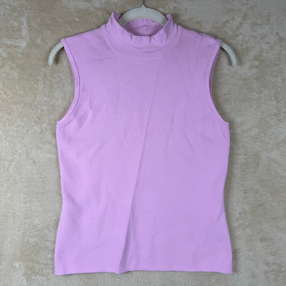 Yarns‎ & Stitches Womens Small Mock Neck Sleeveless Ribbed Knit Top Lavender